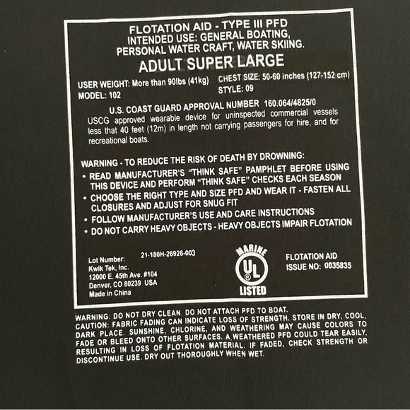 AIRHEAD General All-Purpose Life Jacket Adult Universal Size XL Blue NWT - Picture 7 of 7
